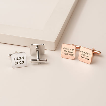 Custom Engraving Wedding Square Cuff Links