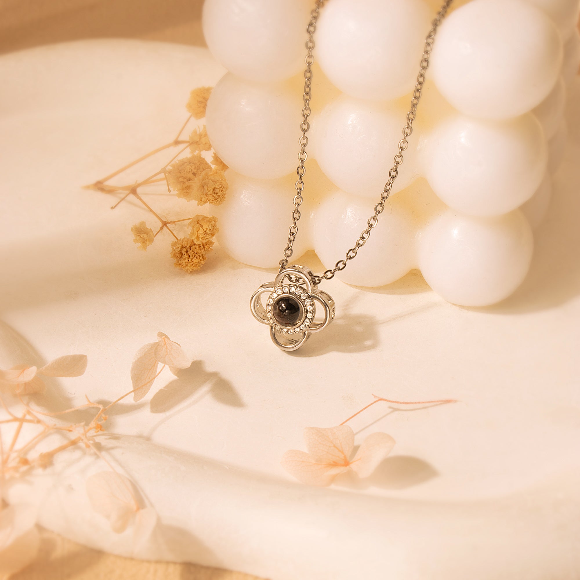 Clover Photo Projection Necklace