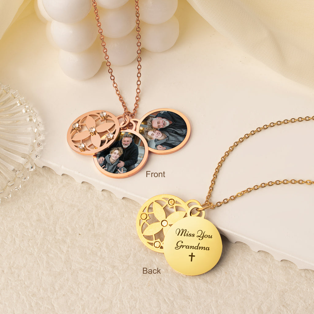 Four Leaf Memorial Photo Necklace