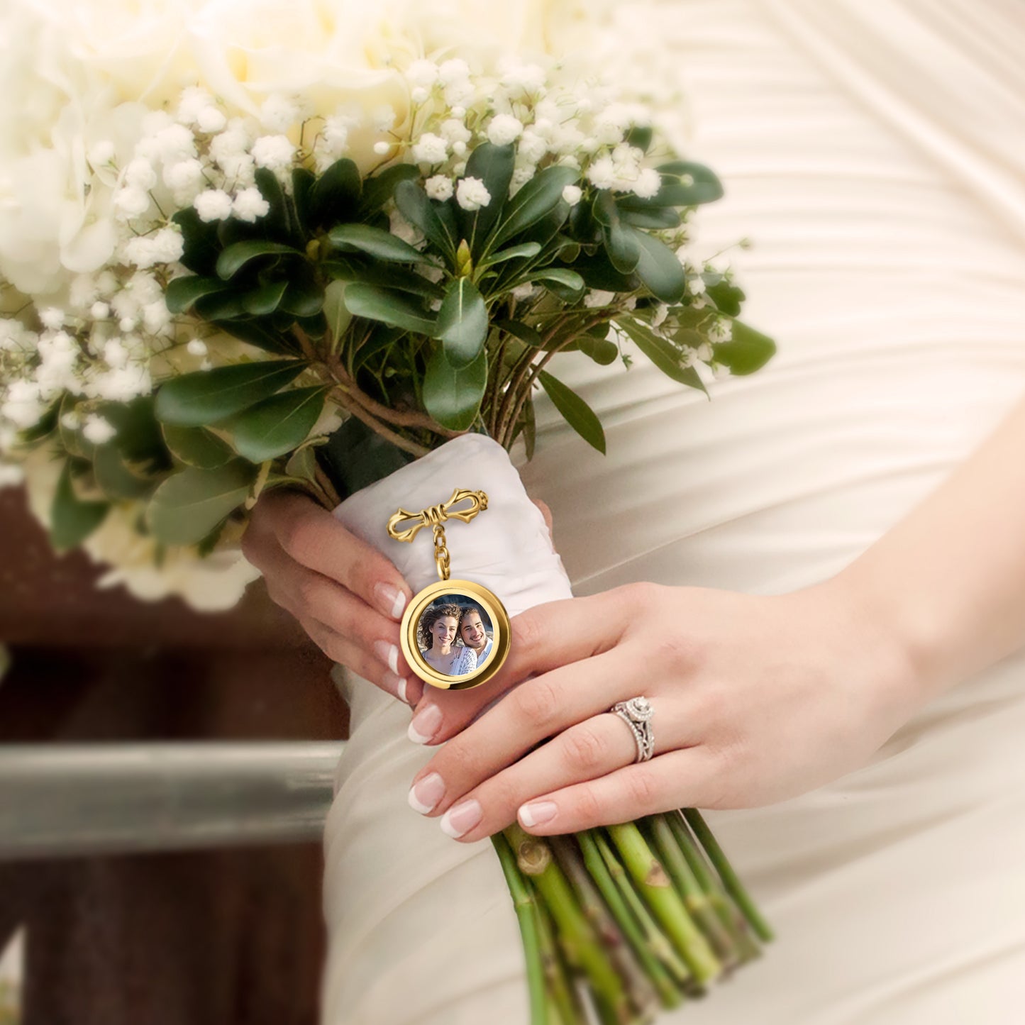 Personalized Custom Photo Locket Wedding Bouquet Charm