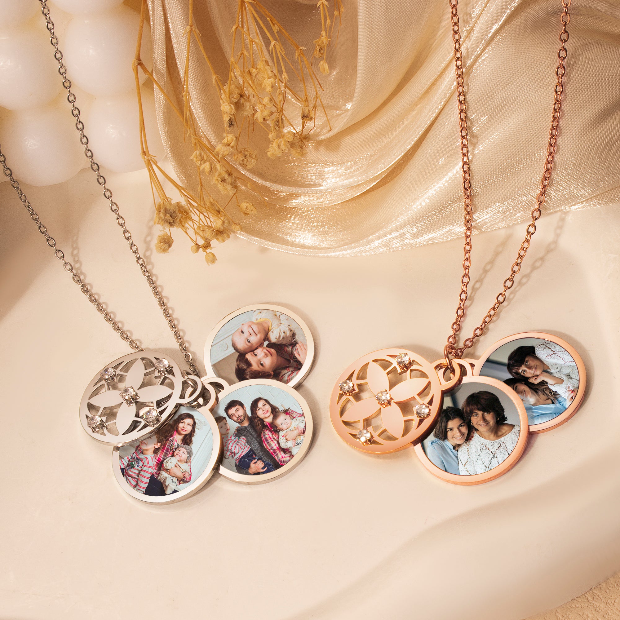 Four Leaf Photo Necklace