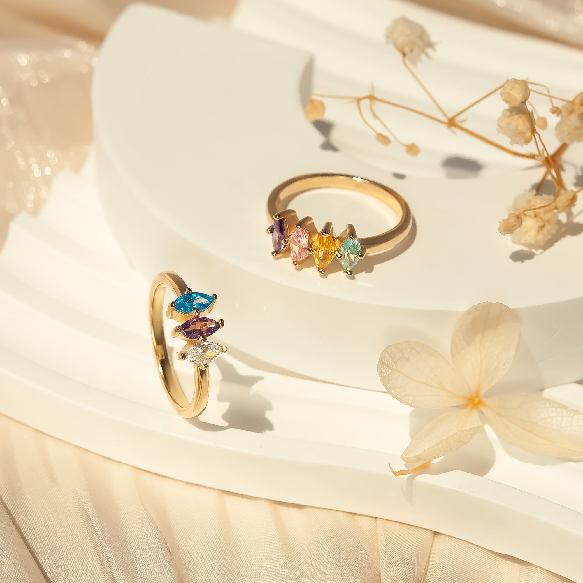 Custom Diamond Shaped Birthstone Ring