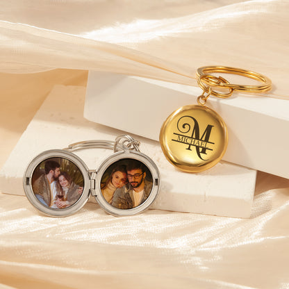 Custom Name Photo Locket Key Chain