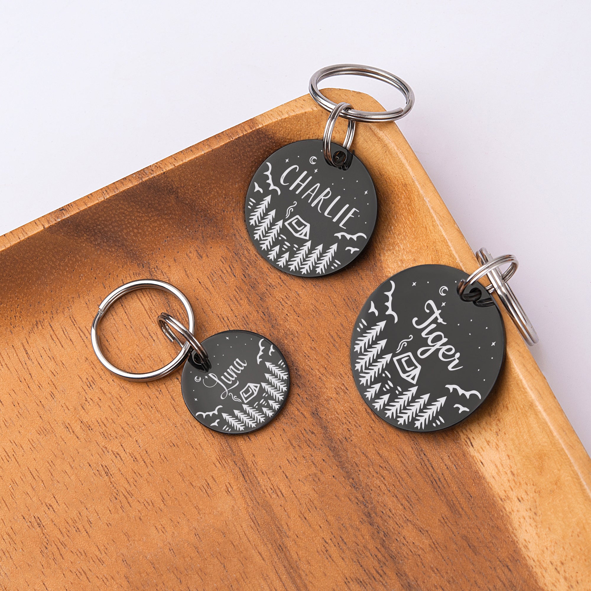 Camping in the Woods Round Pet ID Dog