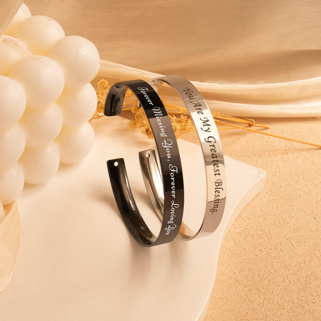 Custom 8mm Memorial Cuff Bangle – Remembrance Keepsake