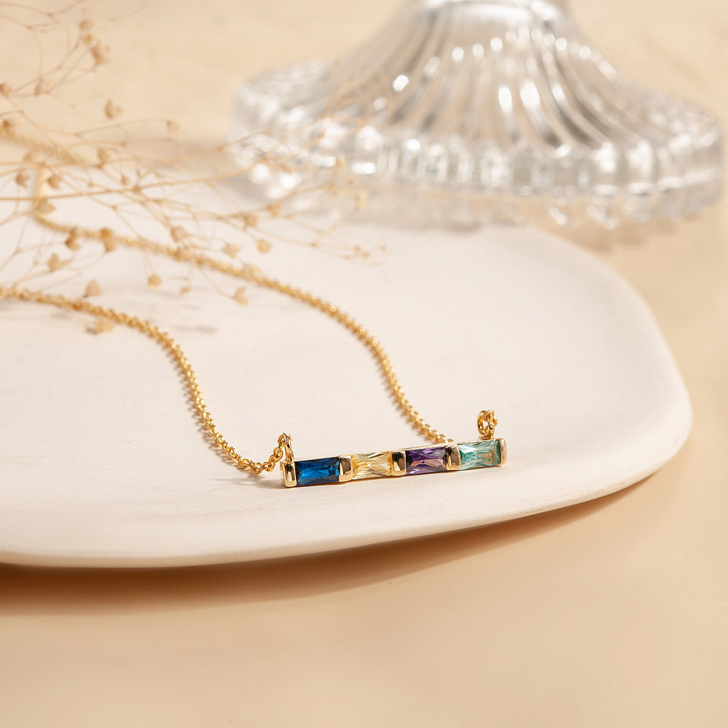 Birthstone Baguette Bar Necklace