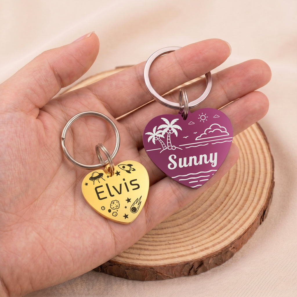 Personalized Heart Stainless Steel Pet ID Tag