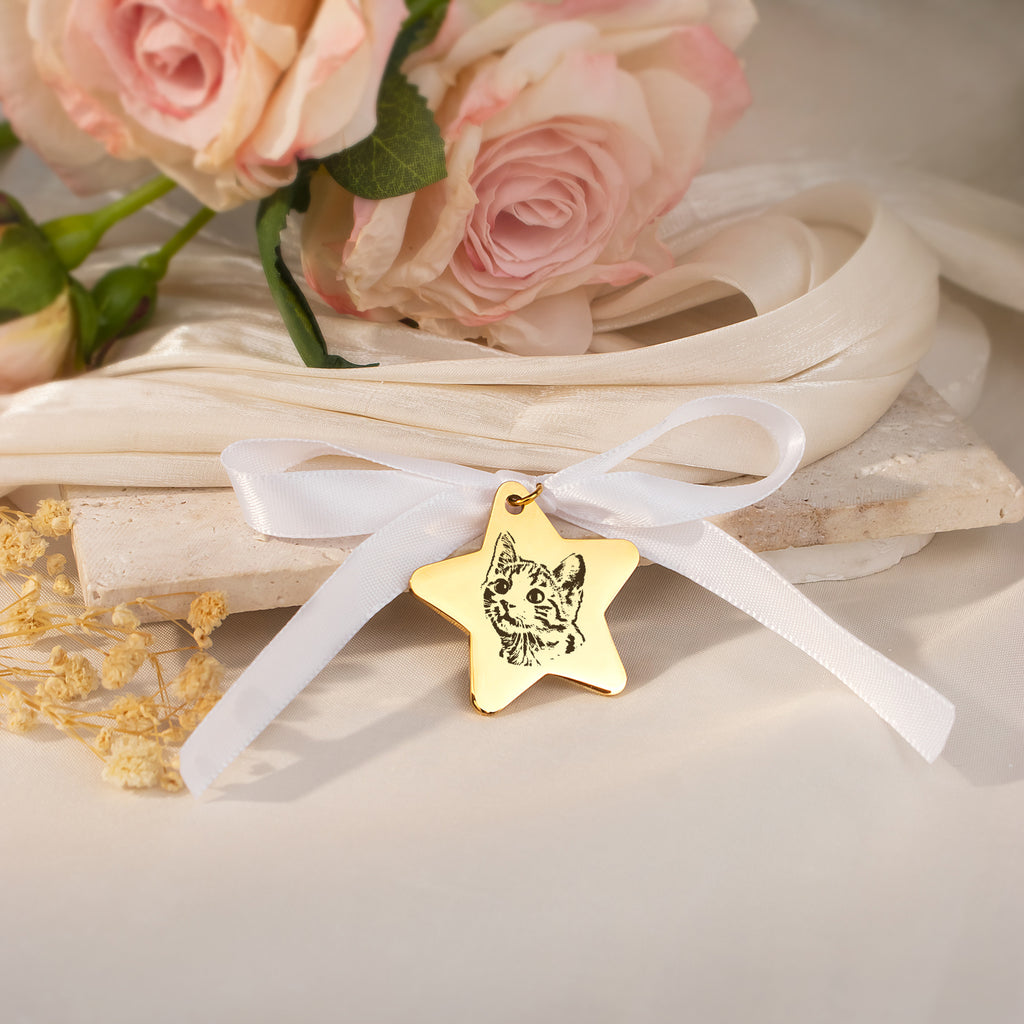 Star Pet Portrait Wedding Bouquet Charm