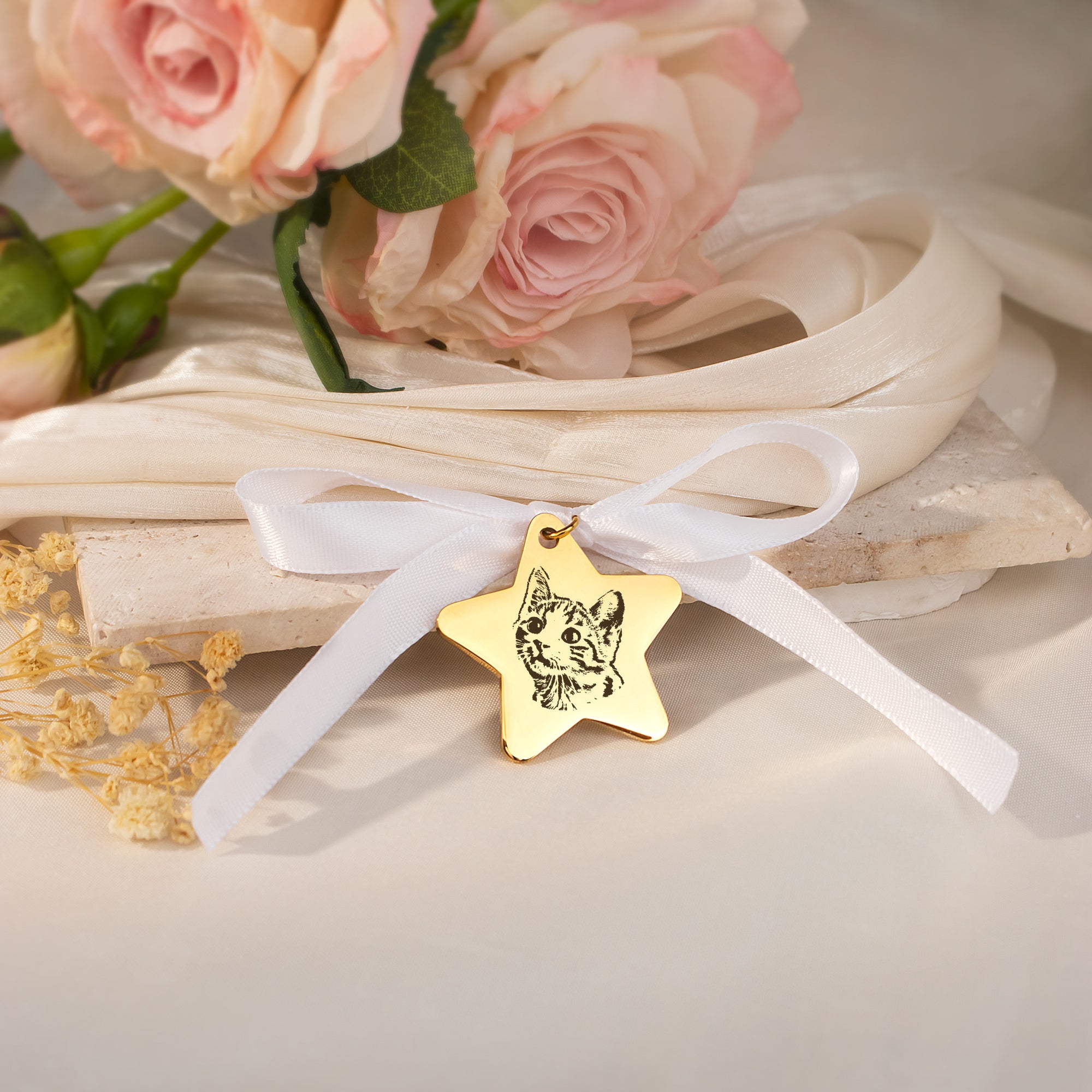 Star Pet Portrait Wedding Bouquet Charm