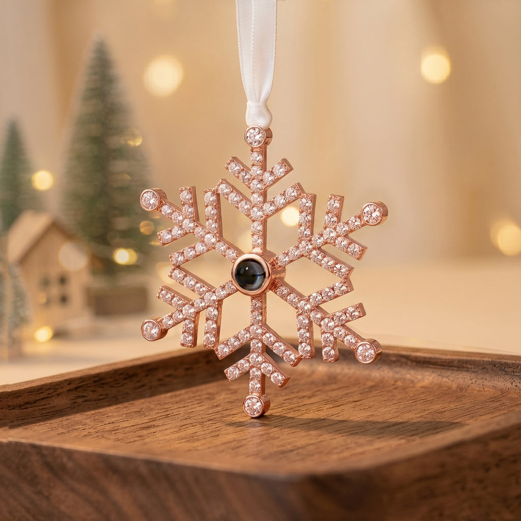 Rhinestone Snowflake Photo Projection Christmas Ornament