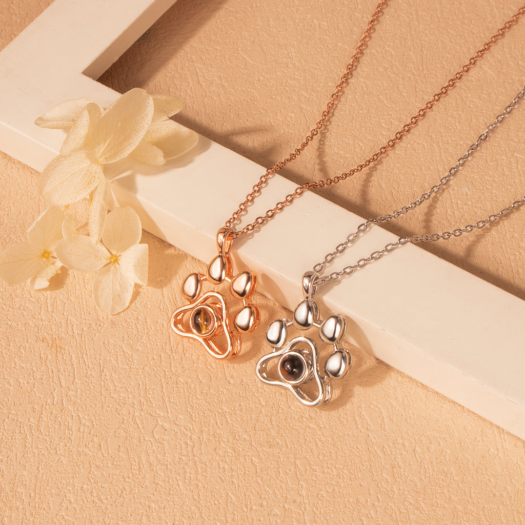 Paw Print Photo Photo Projection Necklace