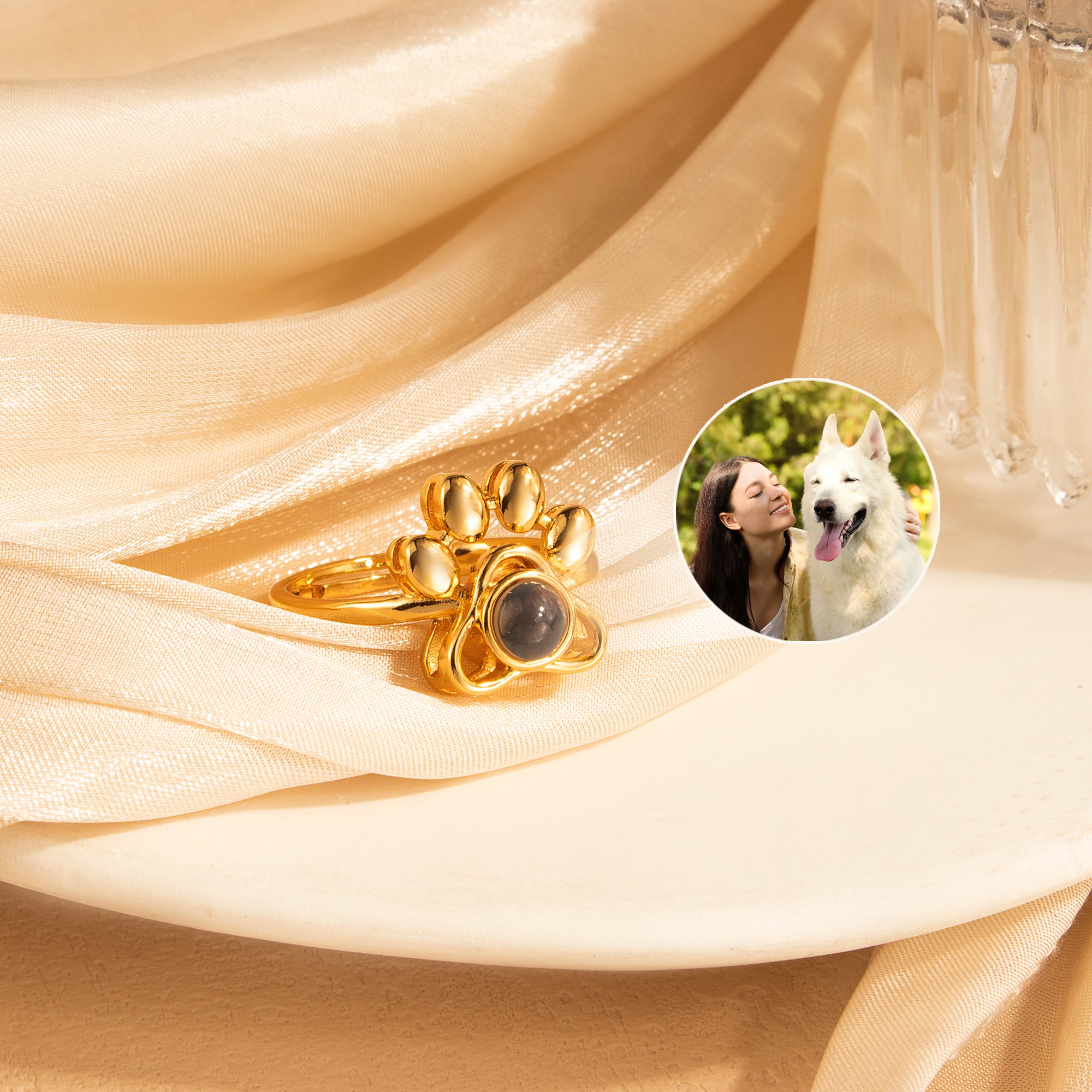 Paw Print Photo Photo Projection Ring