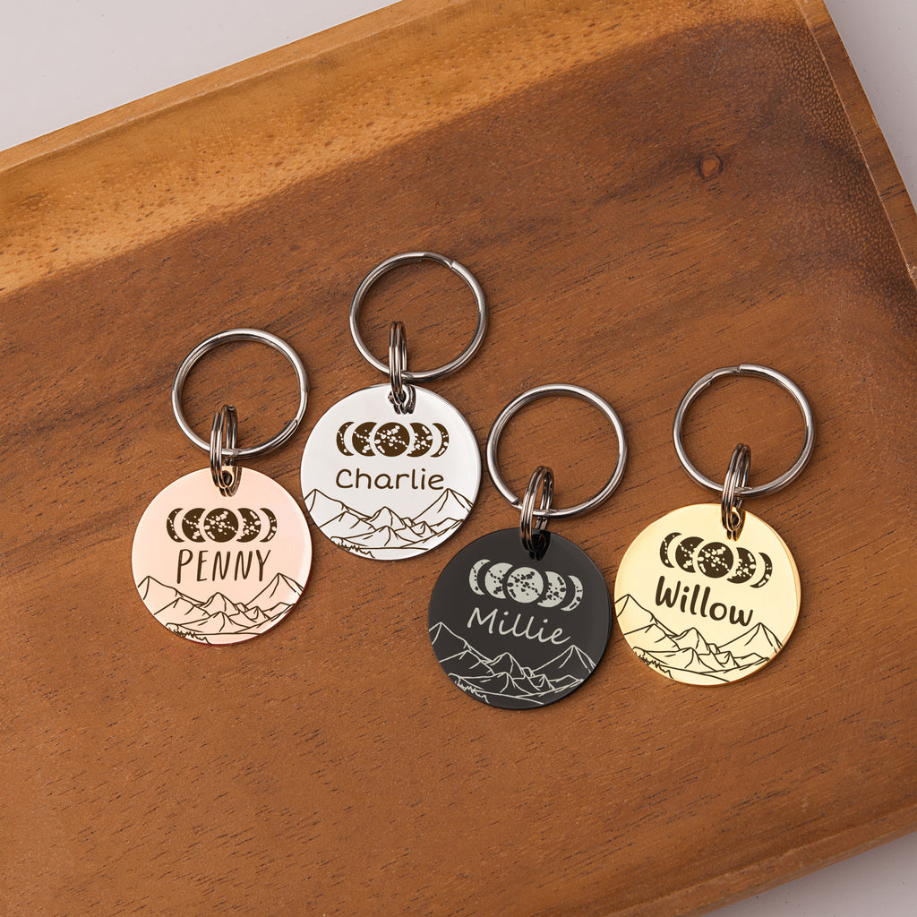 Moon Phases Round ID Pet Tag