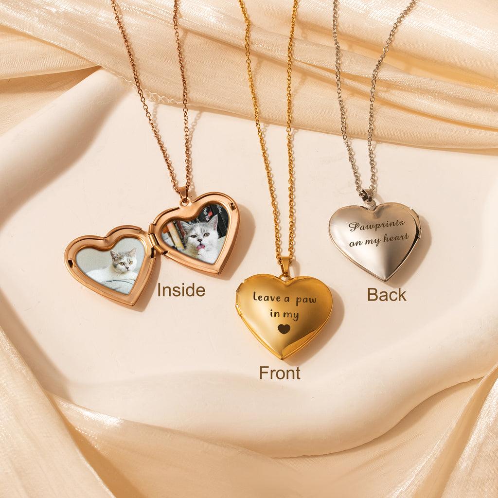 Personalized Heart Pet Photo Locket Necklace
