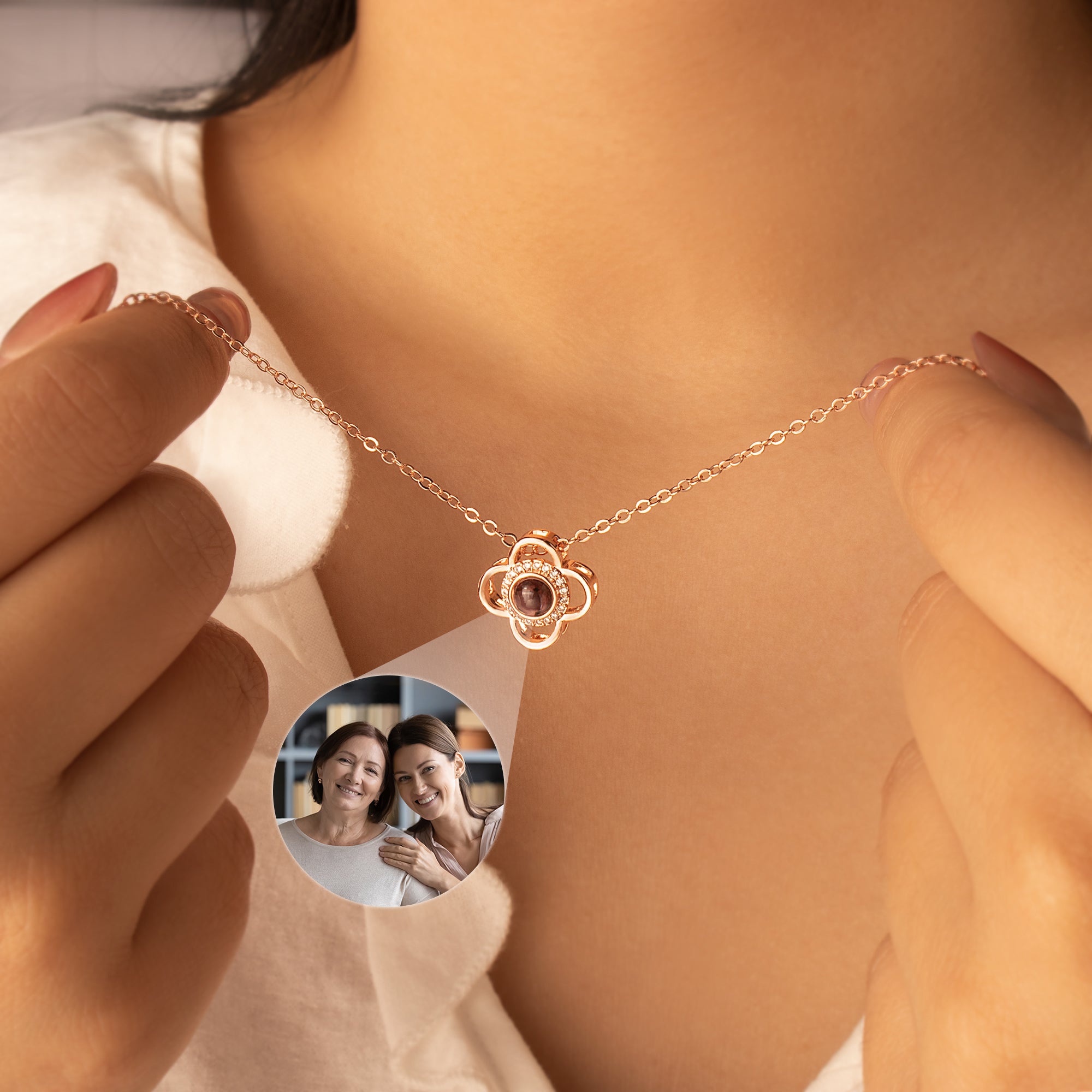 Clover Photo Projection Necklace