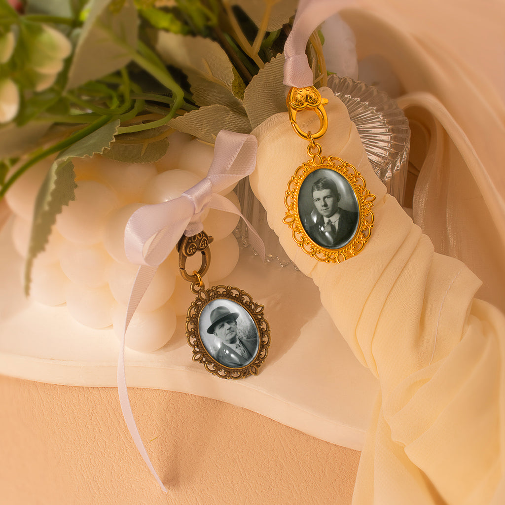 Oval Wedding Resin and Ribbon Brooch