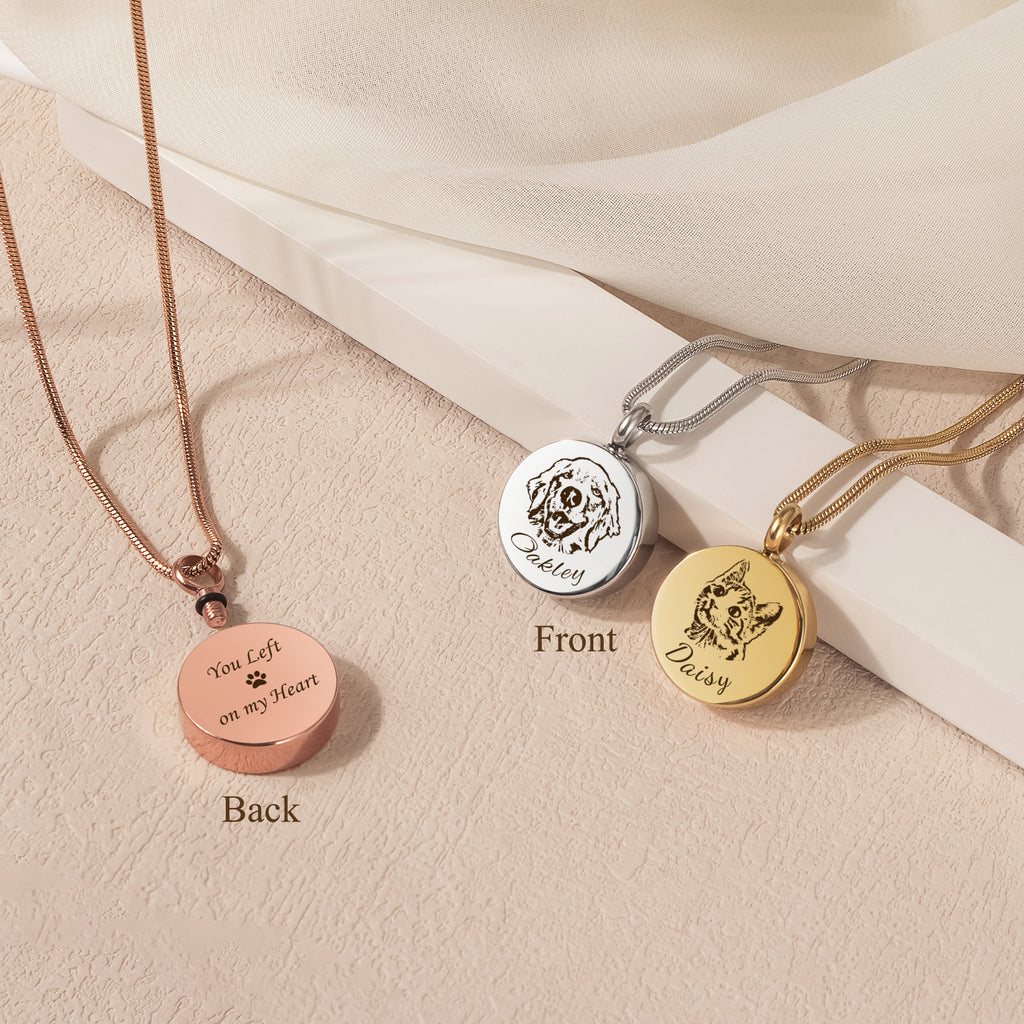 Pet Portrait Round Memorial Necklace