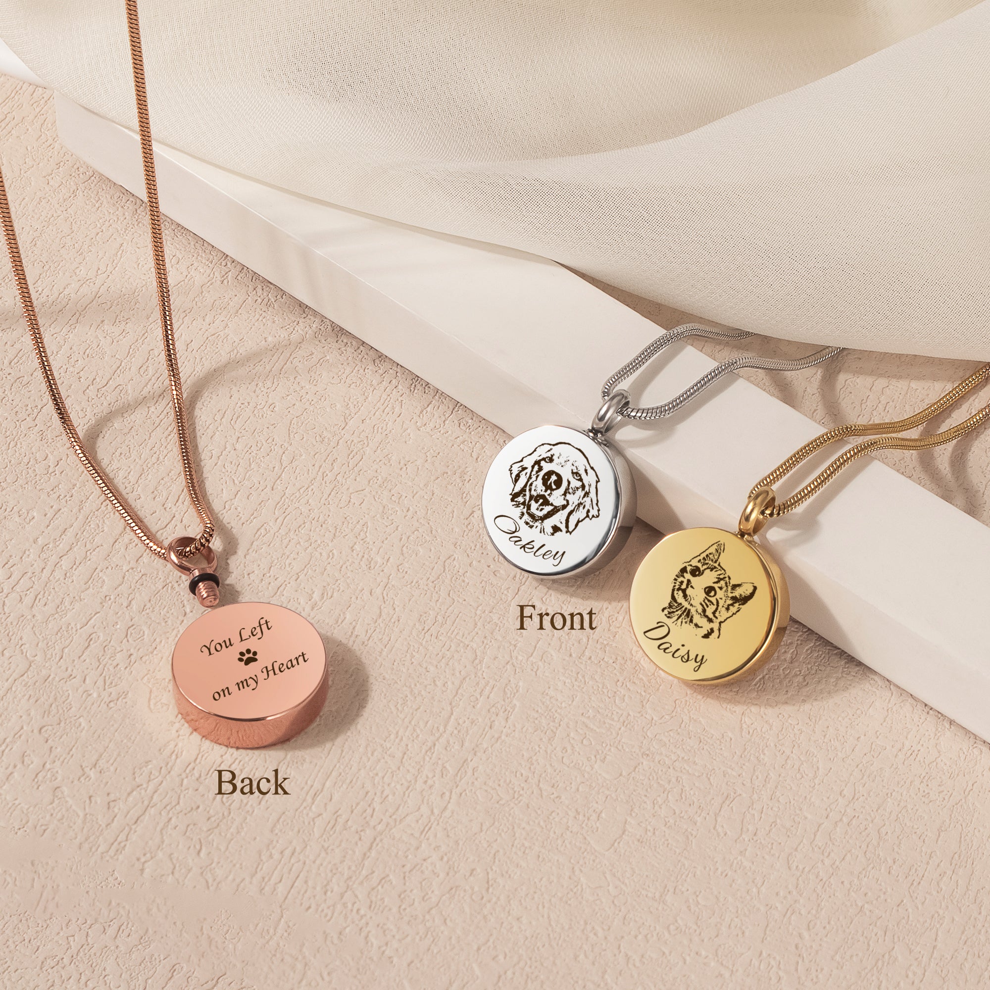 Pet Portrait Round Memorial Necklace