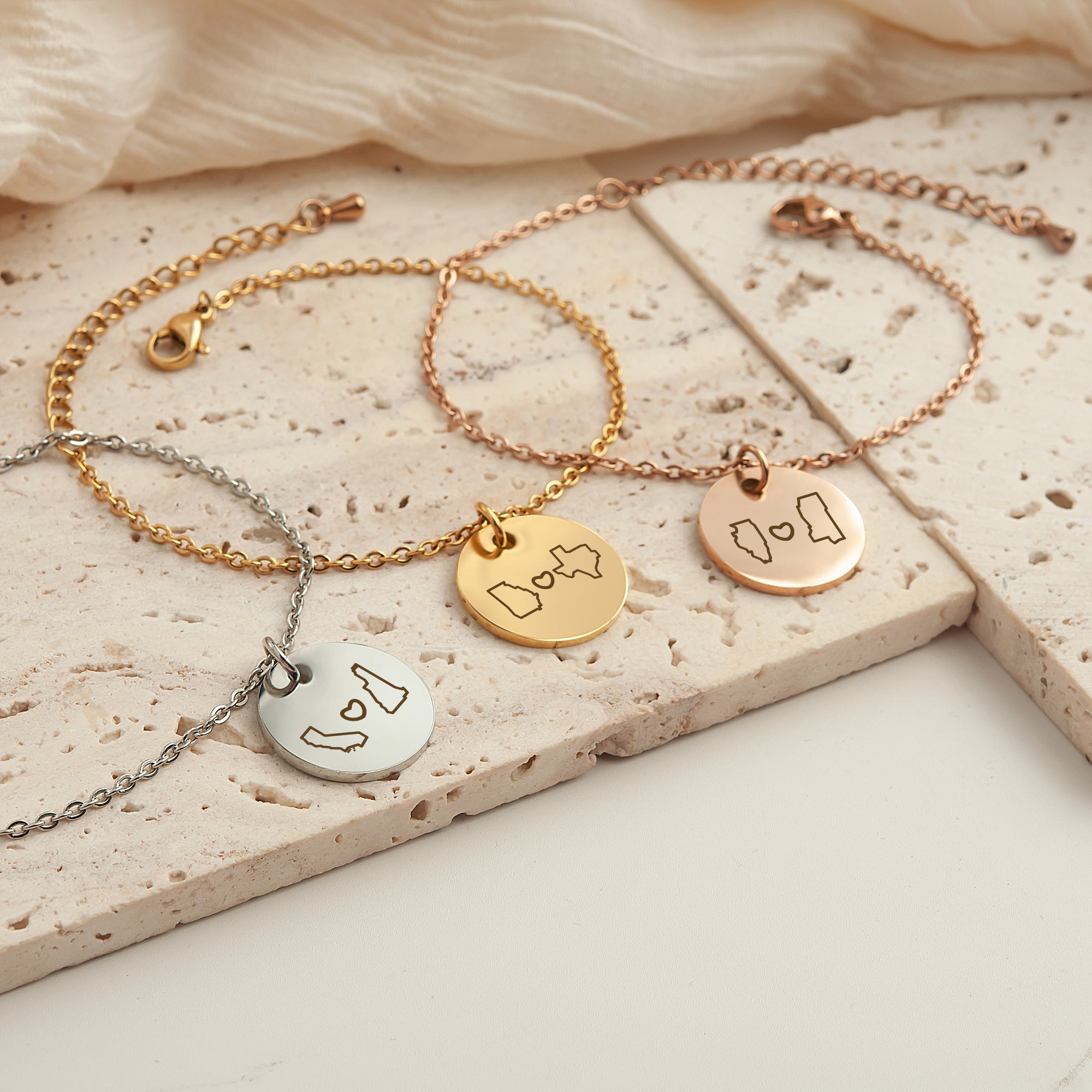 Long Distance State Charm Bracelet