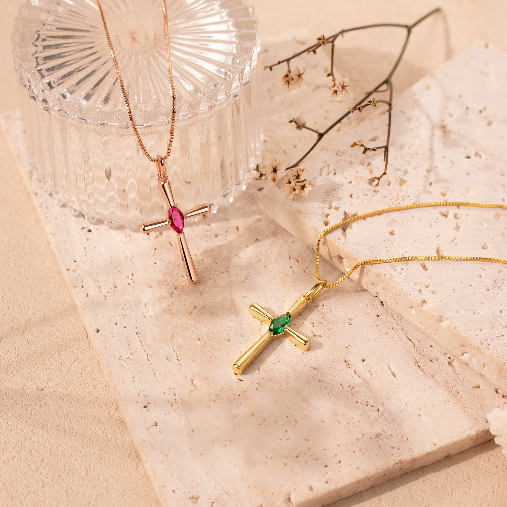 Personalized Birthstone Cross Necklace