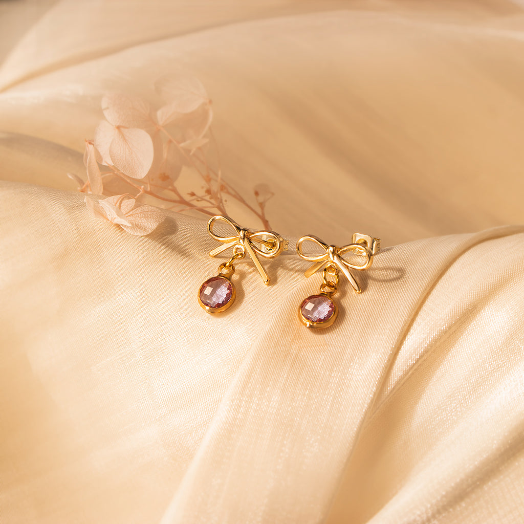 Birthstone Bow Earring