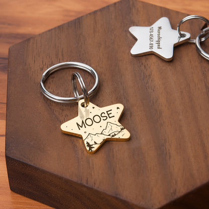 Star Shaped Mountain Starry Sky Themed Pet Tag