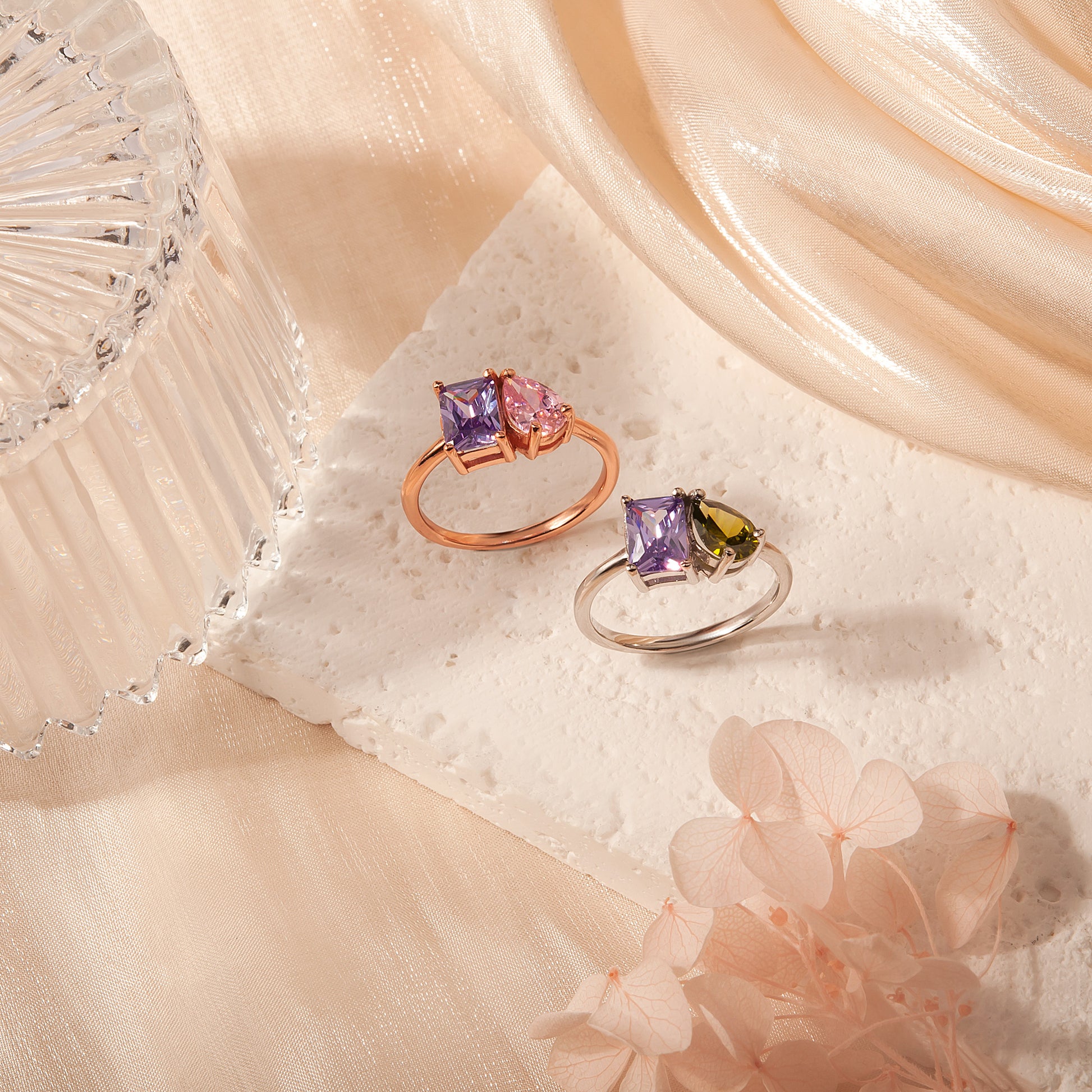 Custom Toi et Moi Birthstone Ring Personalized Sterling Silver