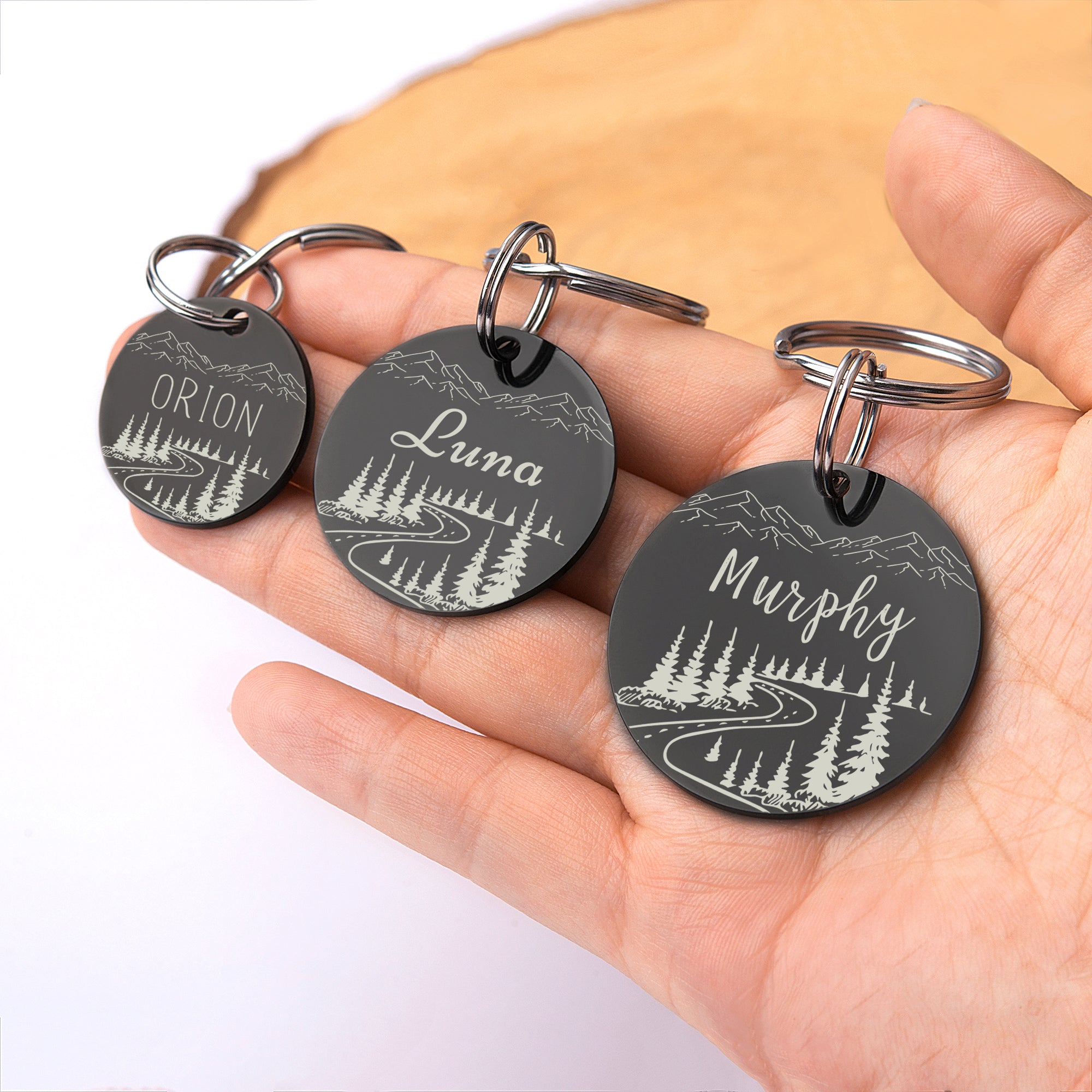 Mountain Road Round Pet ID Dog Tag