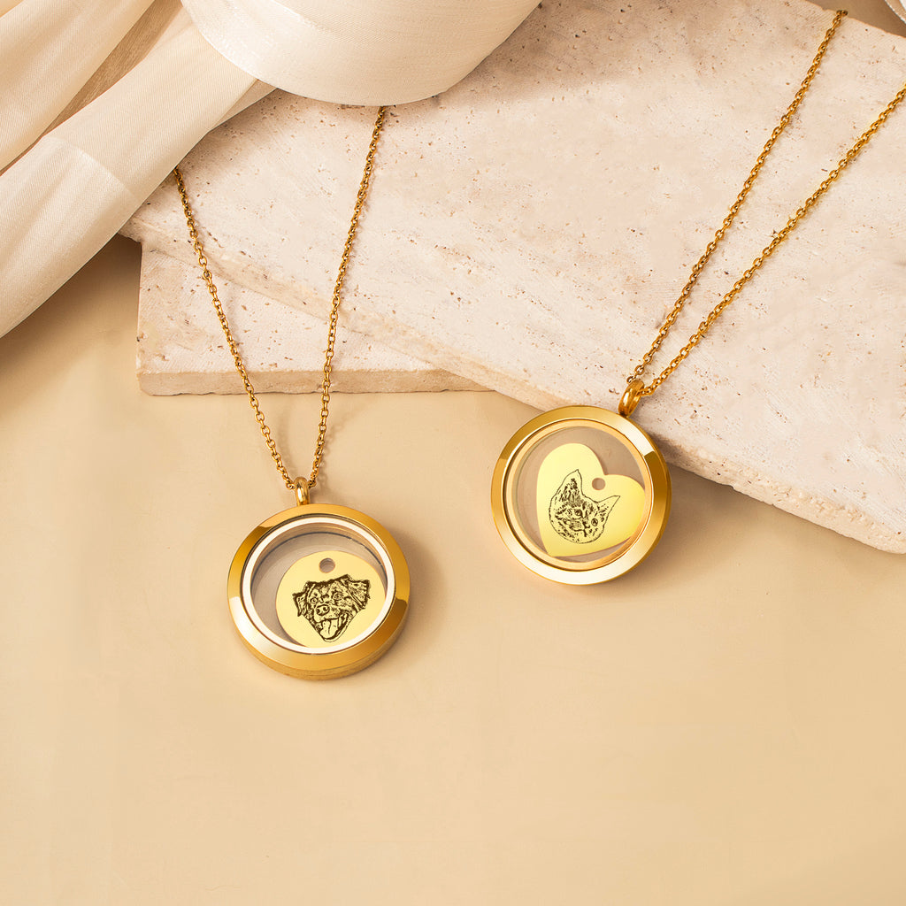 Pet Portrait Charm Locket Necklace