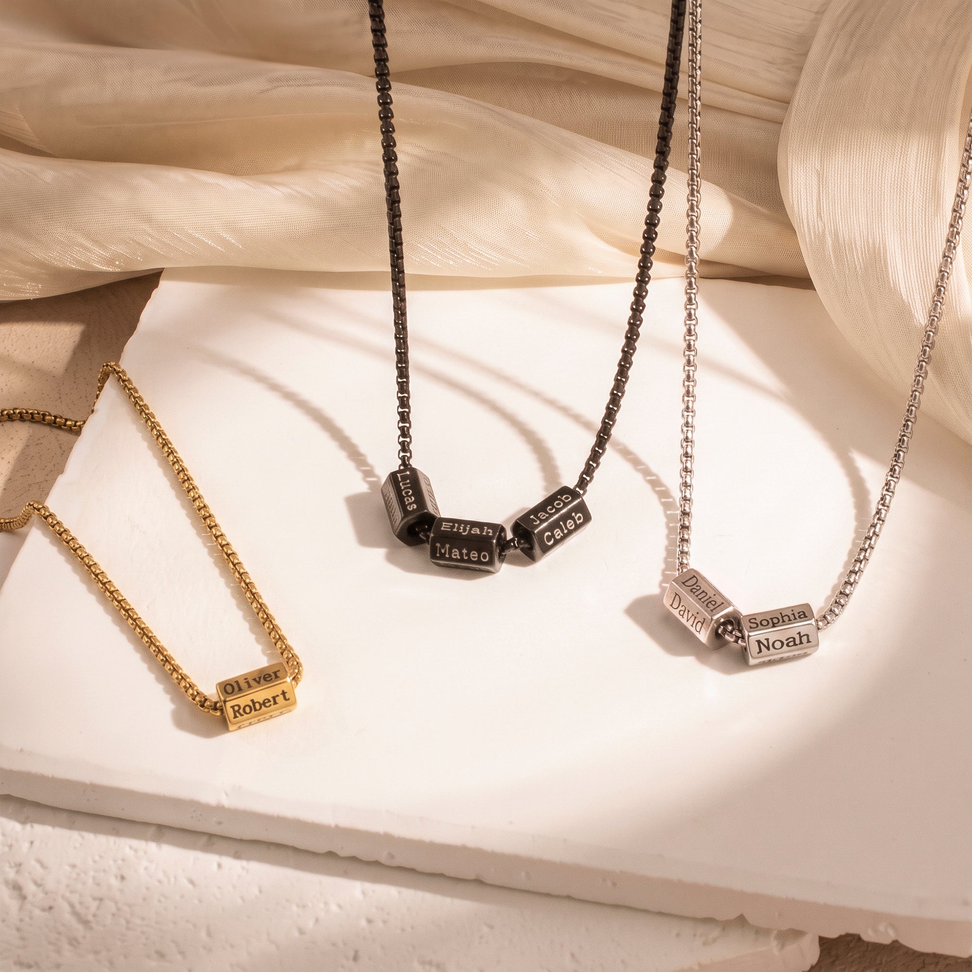 Personalized Names Hexagonal Necklace