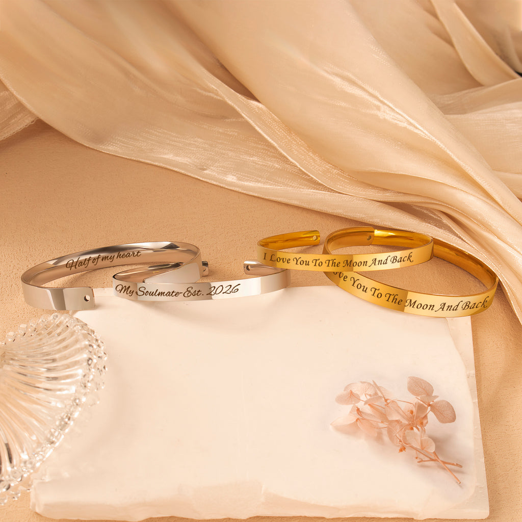 Custom 6mm and 8mm Matching Cuff Bangle Set