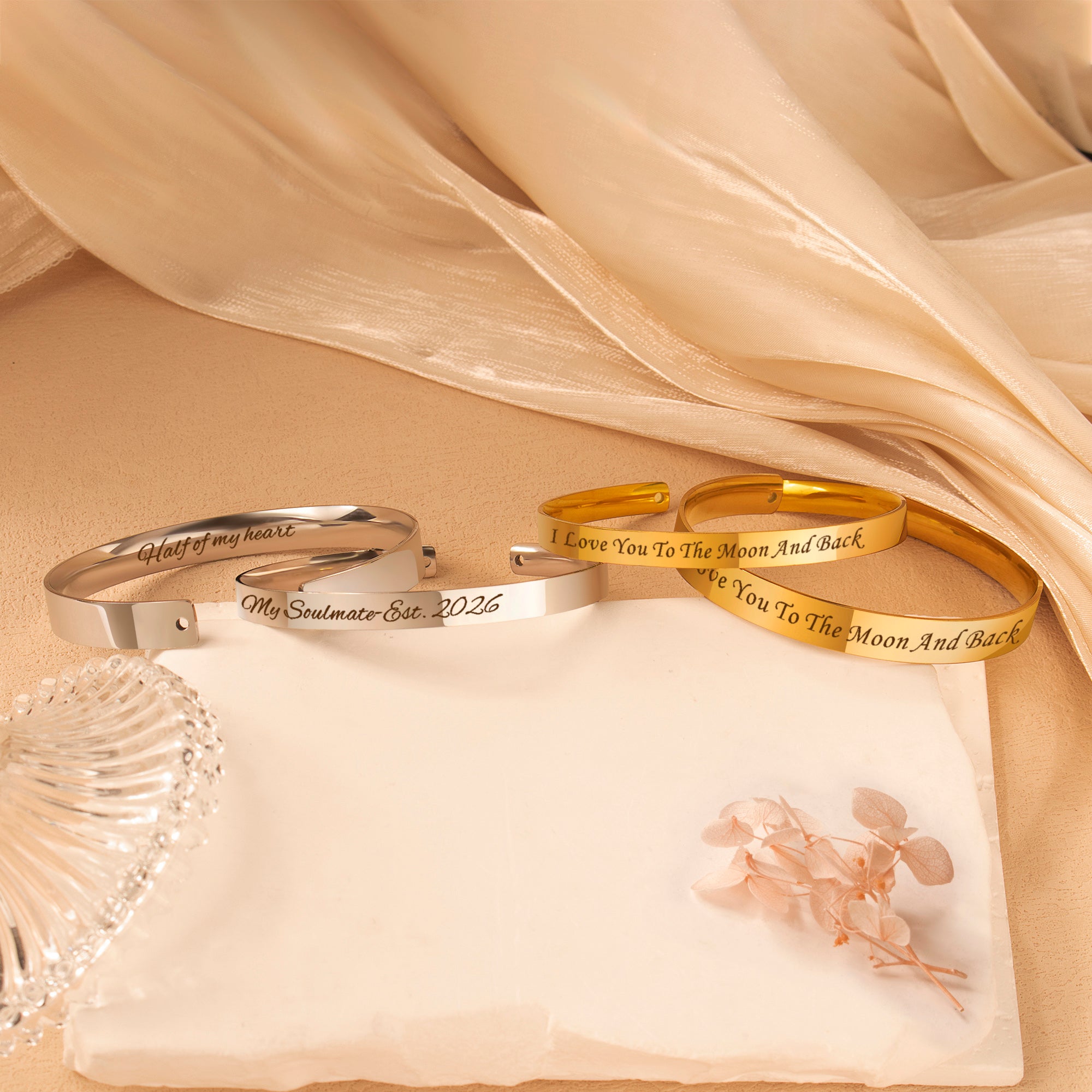 Custom 6mm and 8mm Matching Cuff Bangle Set