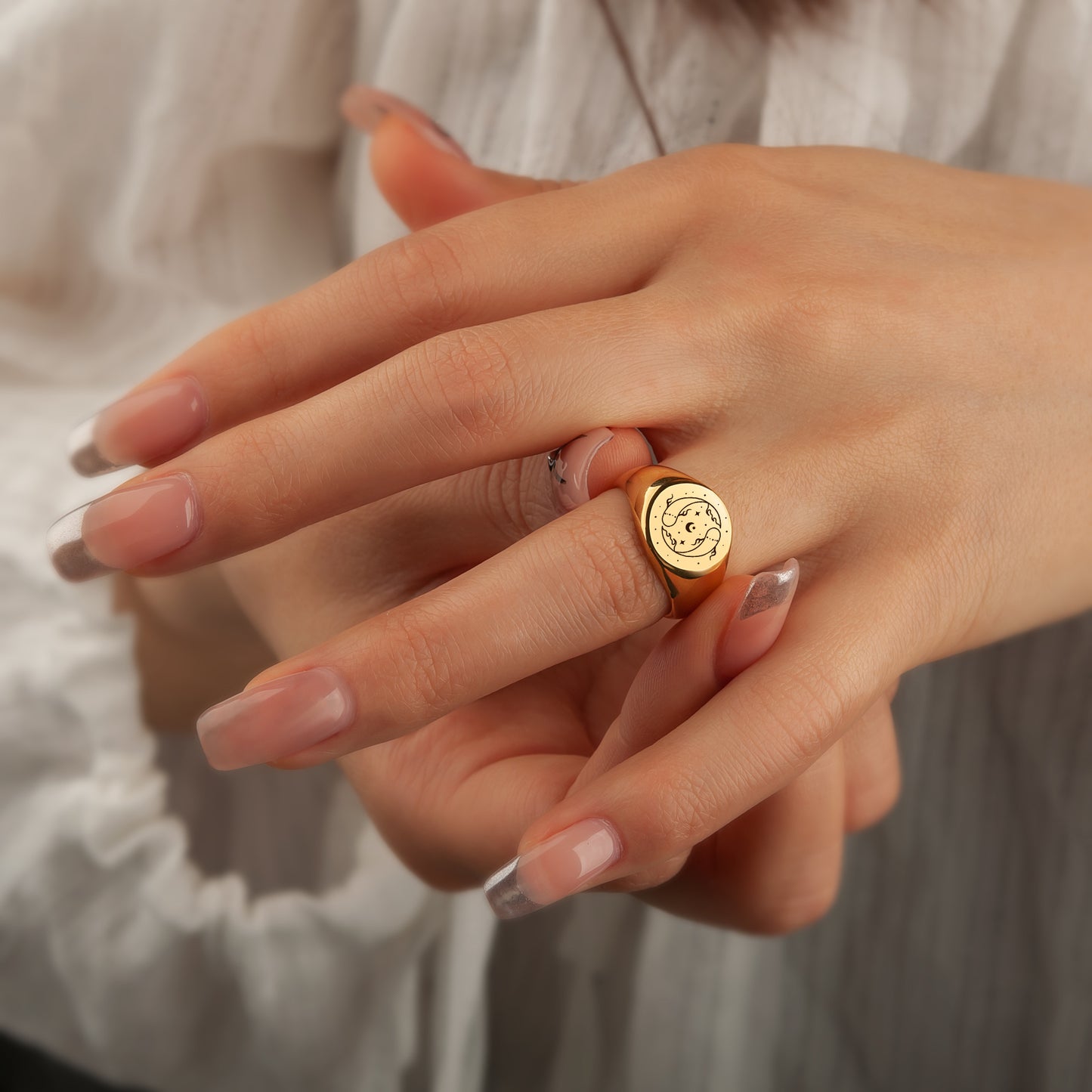 Custom Zodiac Symbols Engraved Signet Ring