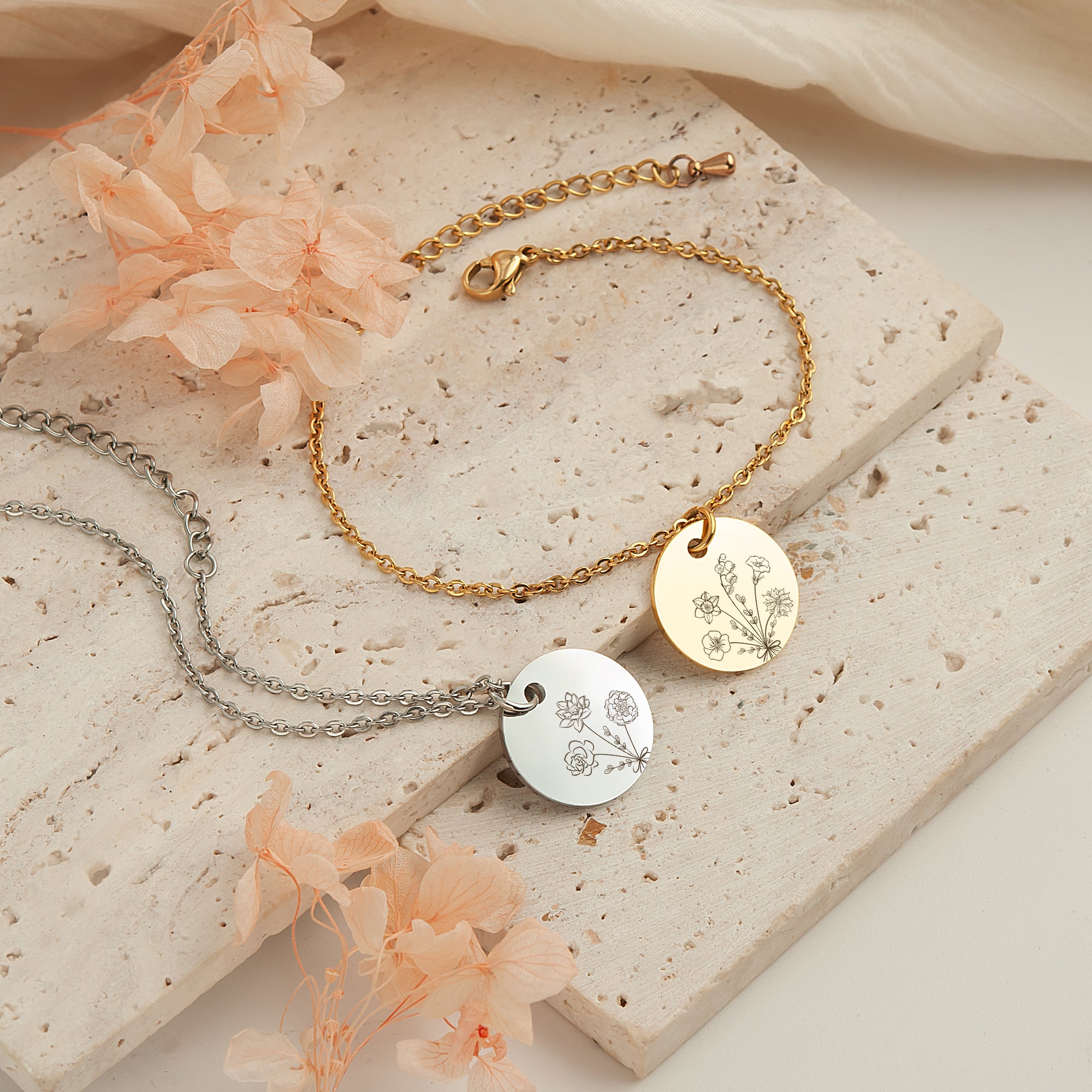 Custom Build Your Own Bouquet Charm Stainless Steel Bracelet