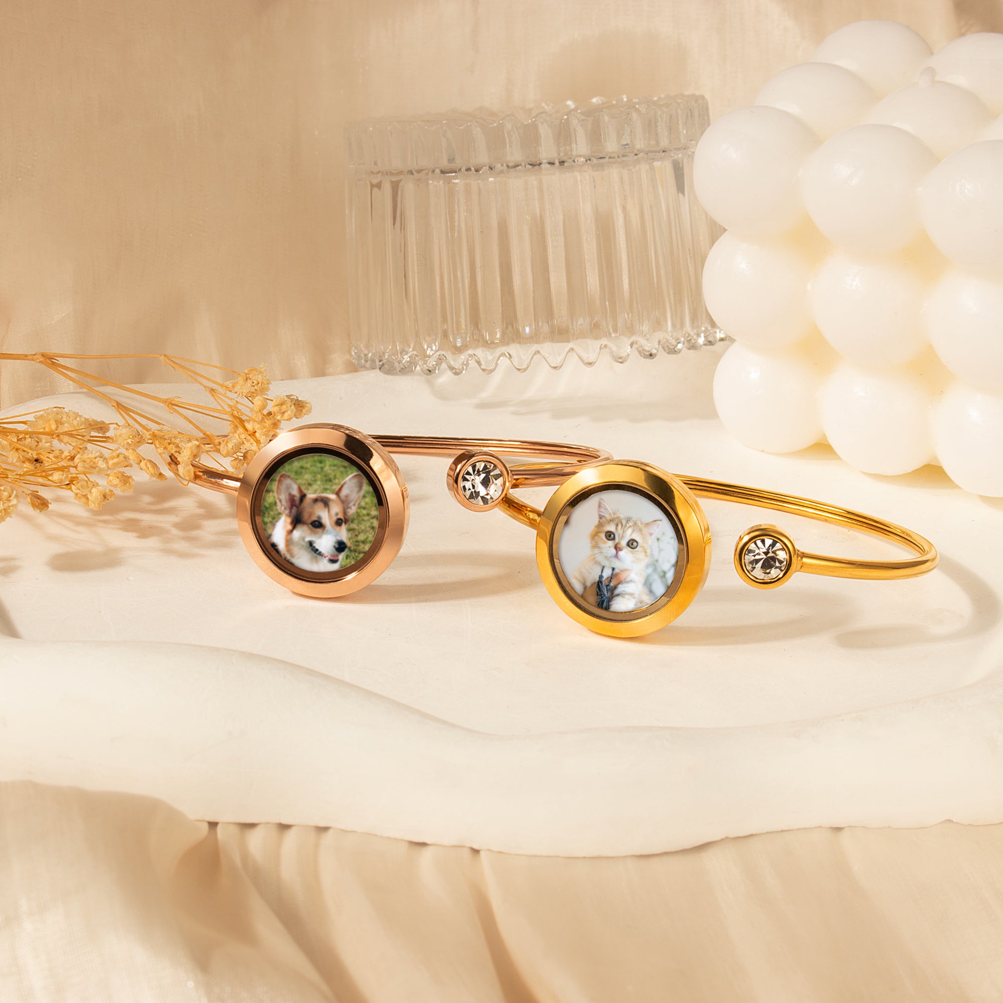 Photo Locket Pet Memorial Cuff Bangle