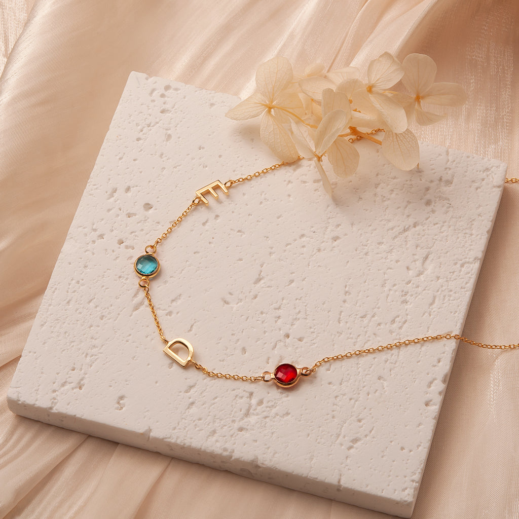 Personalized Charms and Birthstone Necklace