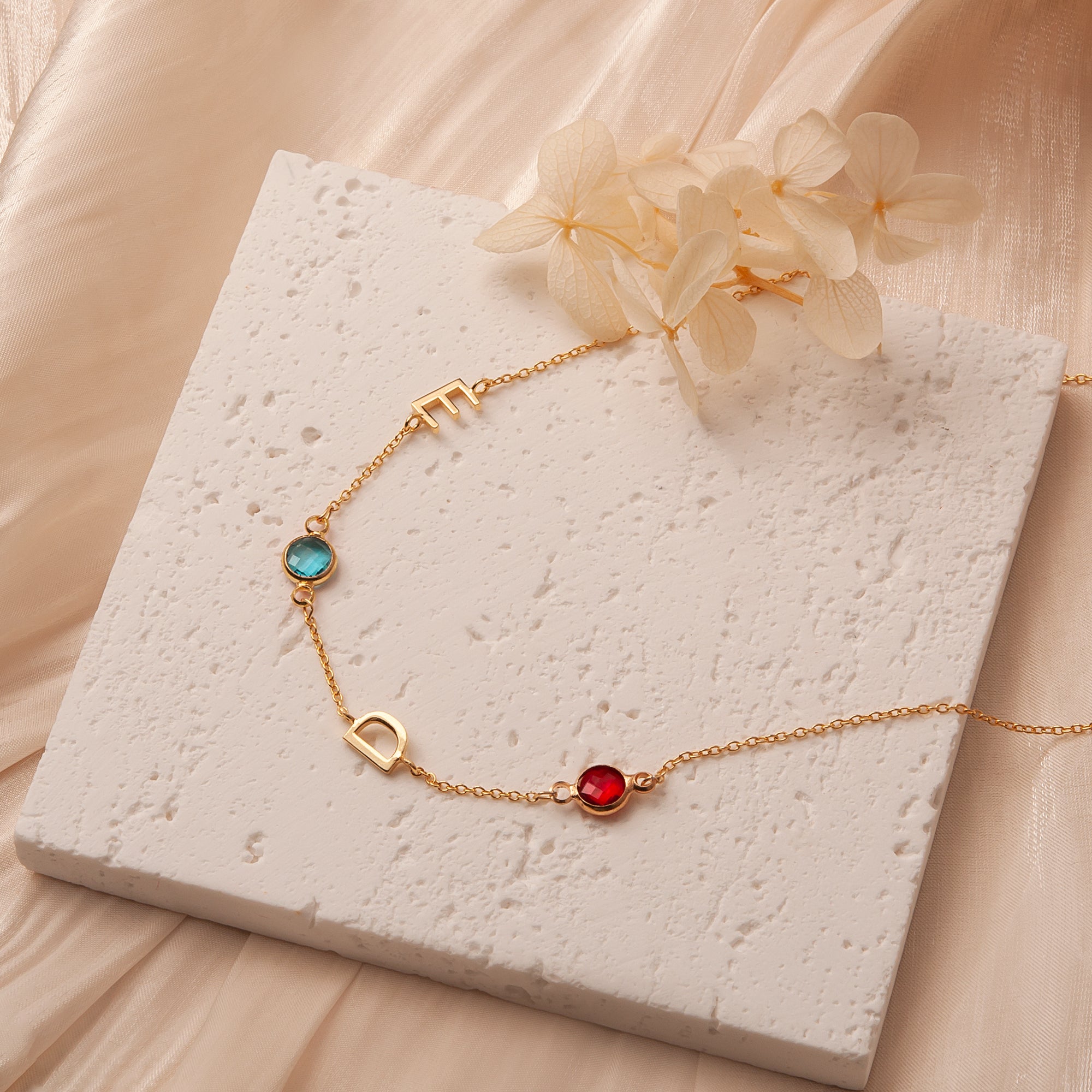 Personalized Charms and Birthstone Necklace