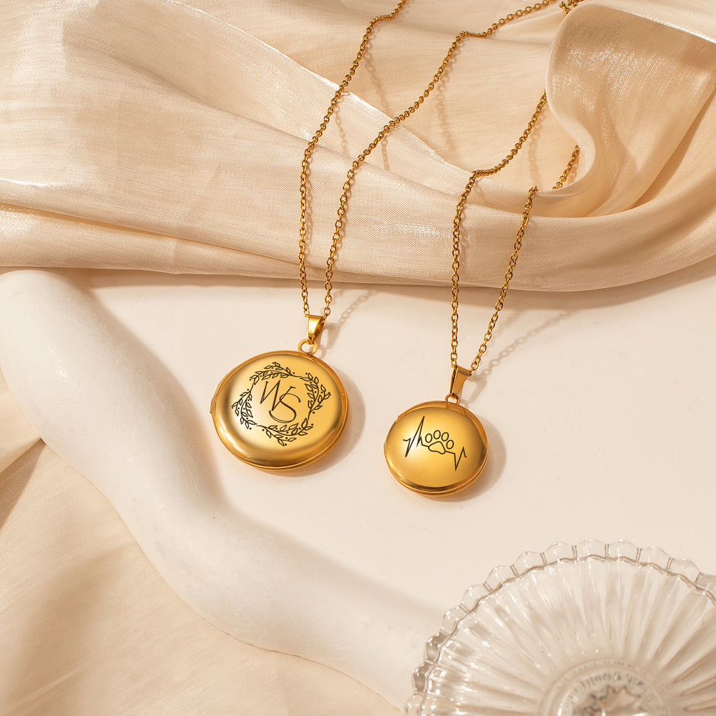 Round Logo Emblem Photo Locket Necklace