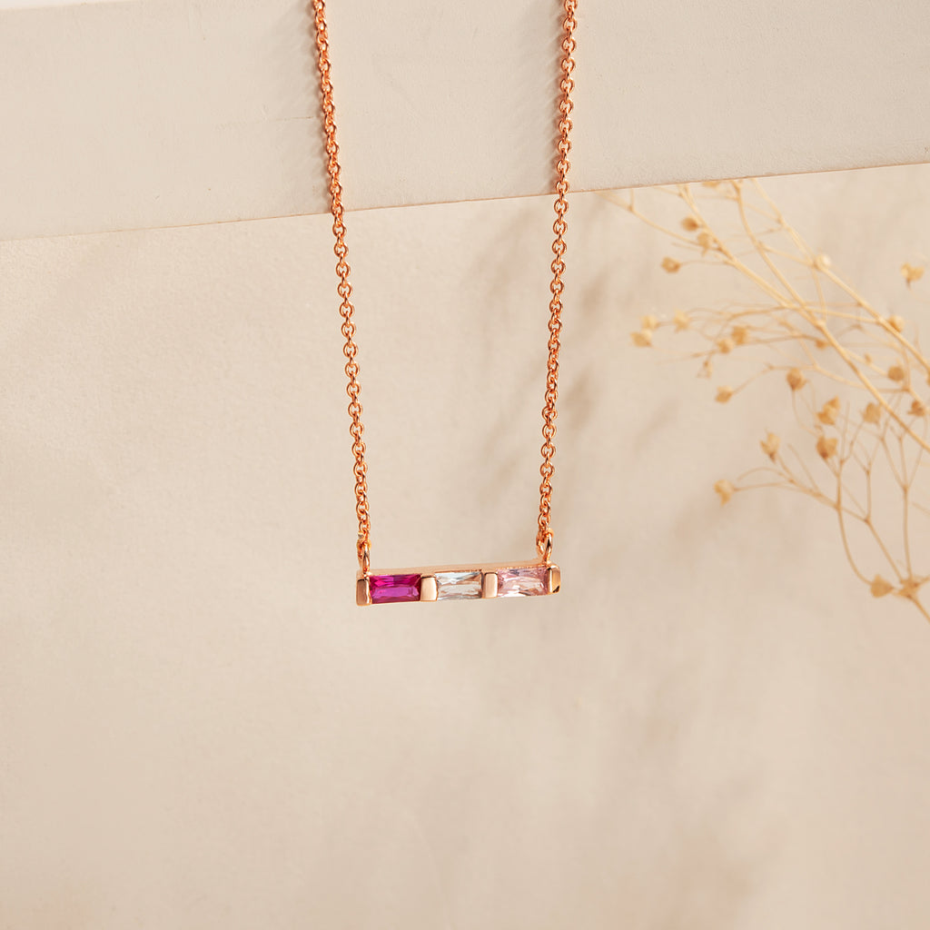 Birthstone Baguette Bar Necklace