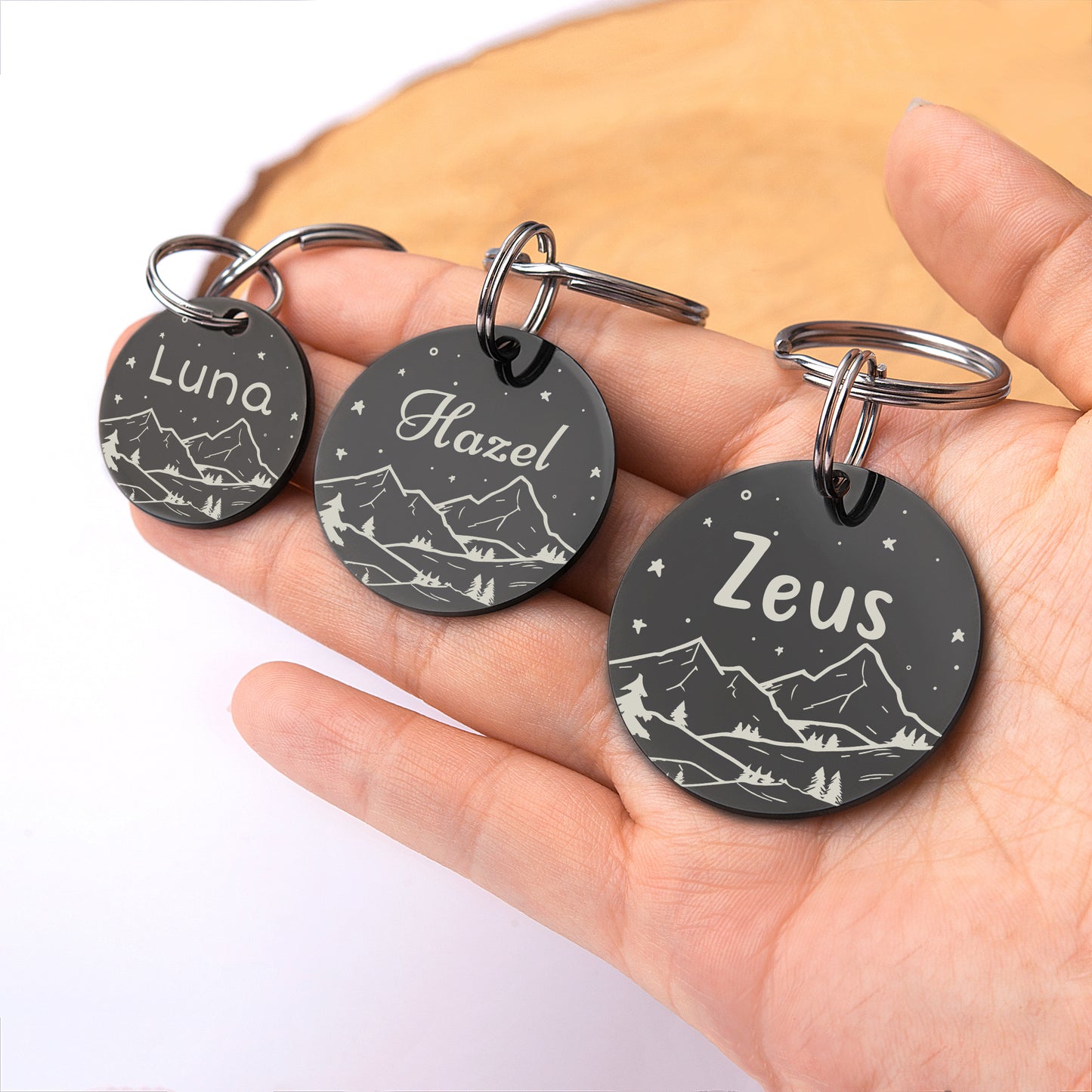 Personalized Mountain Starry Sky Round Shaped Pet ID Dog Tag for Cat or Dog