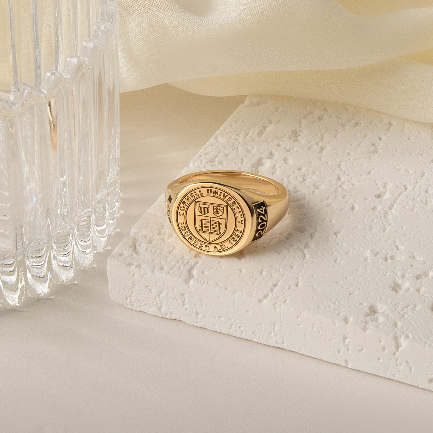 Custom College Emblem Signet Ring