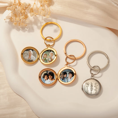 Custom Flower Garden Photo Locket Key Chain