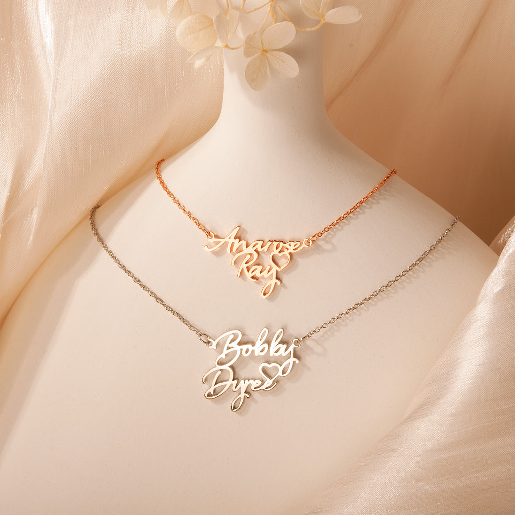 Couple's Name Necklace With Heart