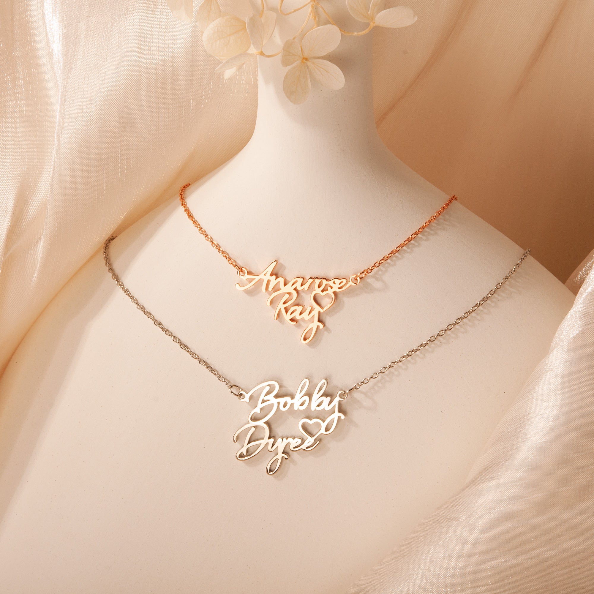 Couple's Name Necklace With Heart