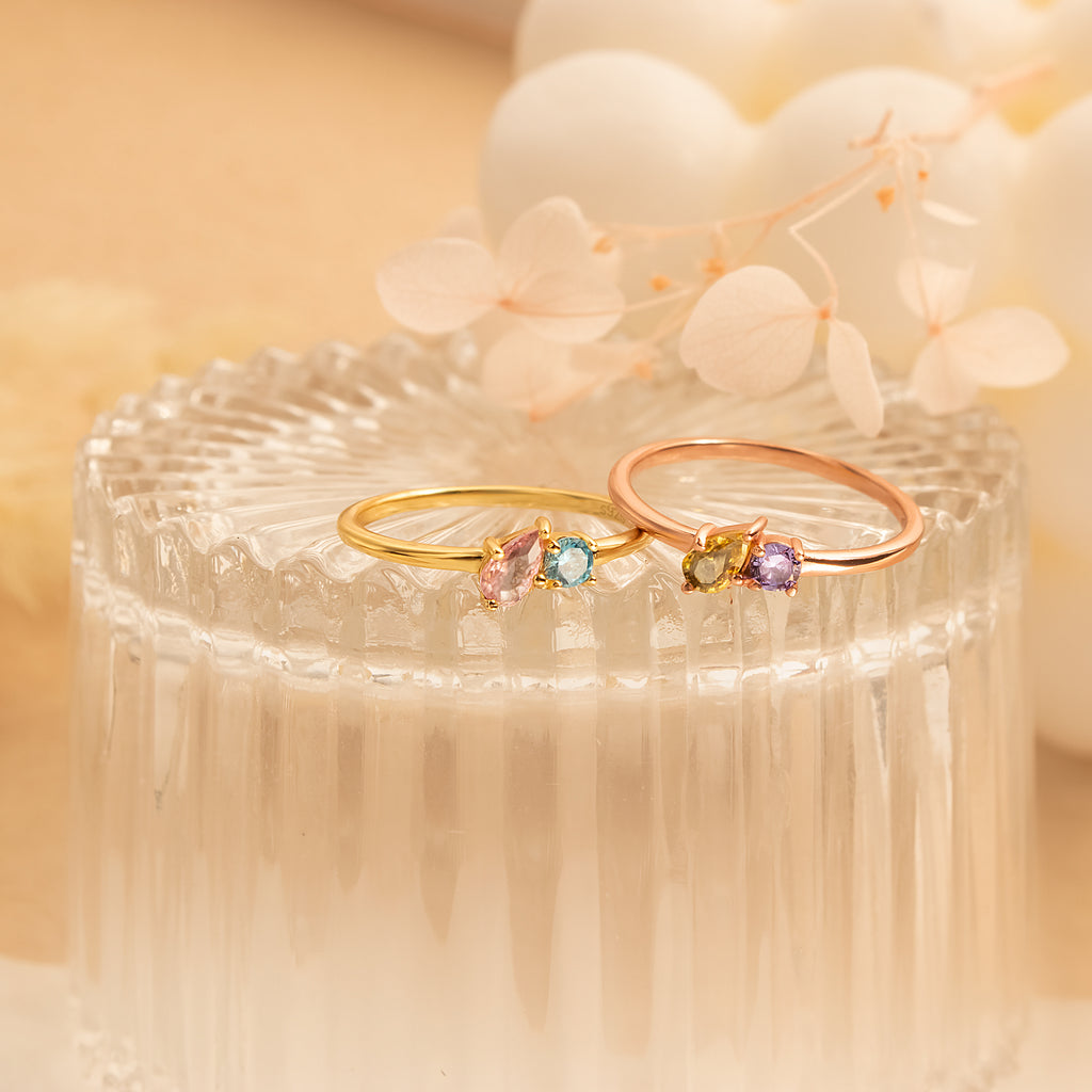 Round & Teardrop Shaped Birthstone Ring