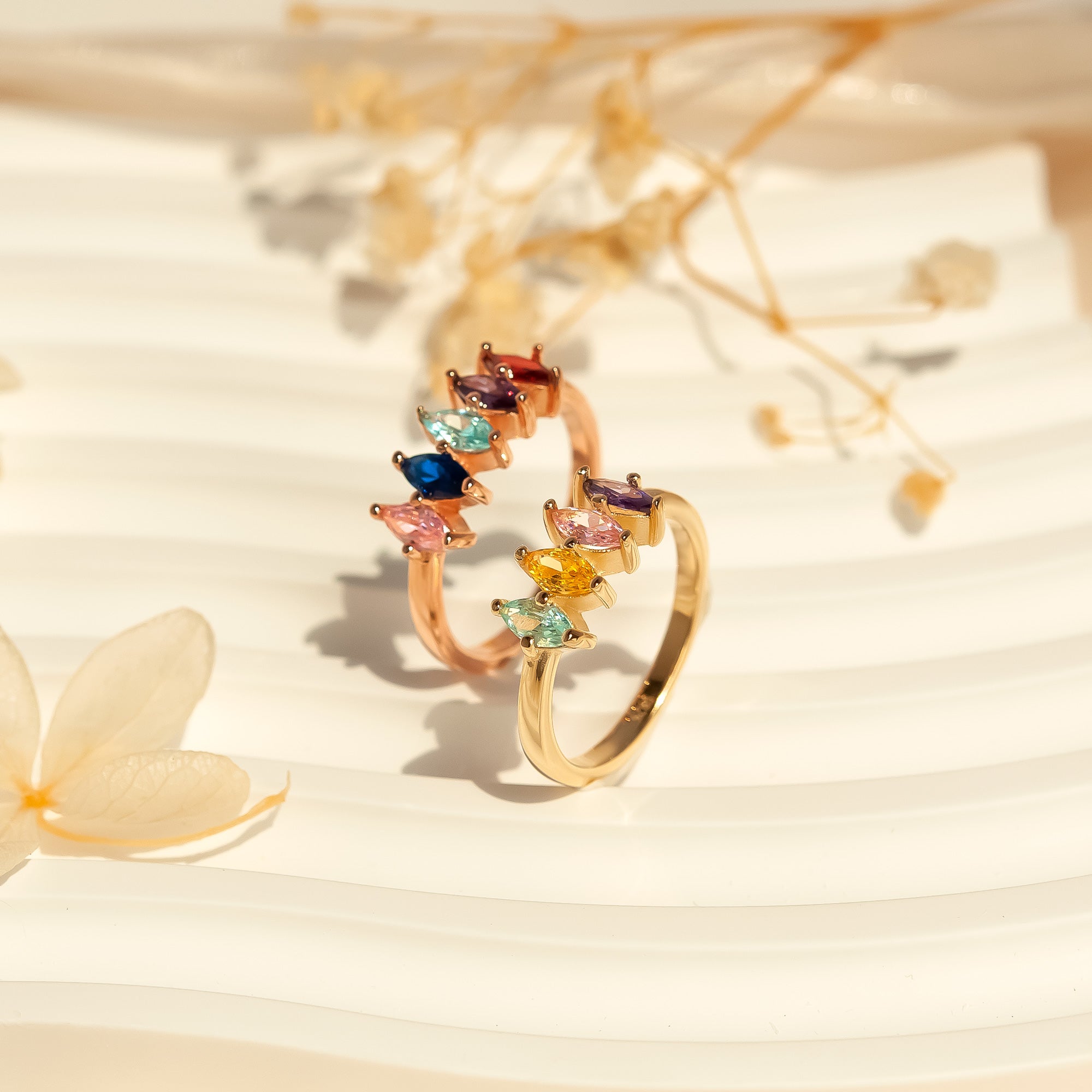 Custom Diamond Shaped Birthstone Ring