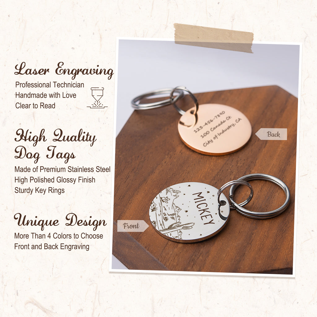 Desert Starry Sky Round Pet ID Dog Tag