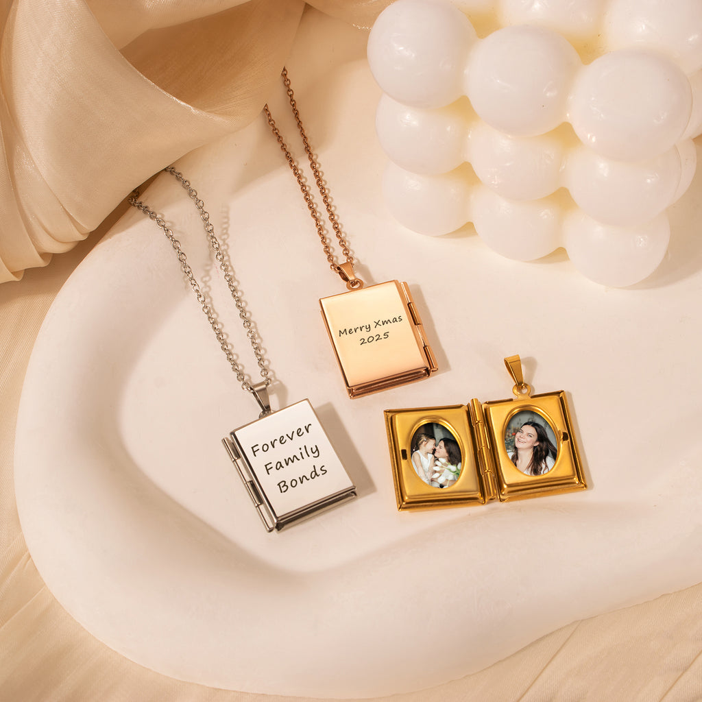 Square Photo Locket Necklace