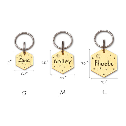 Personalized Space Hexagon Shaped Pet ID Dog Tag for Cat or Dog