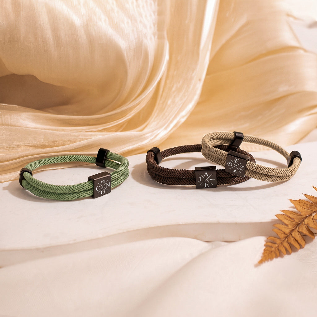 Custom Engraved Men's Adjustable Rope Bracelet
